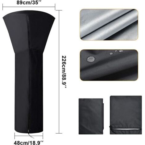 Housse pour Parasol Chauffant, Housses de Chauffage Extérieur Imperméable Rond Noir, Protection Parasol Chauffant Housse de Protection pour Chauffage de Terrasse, 226x89x48 CM,Superma