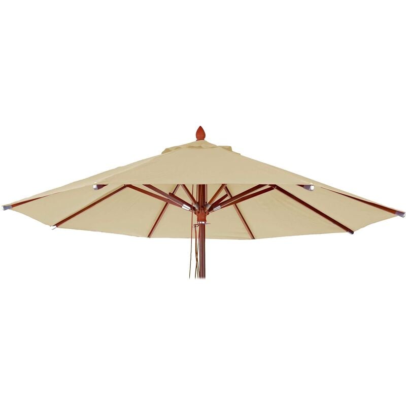 [JAMAIS UTILISÉ] Toile pour parasol de gastronomie en bois HHG-656, rond Ø3m polyester 3kg crème - beige