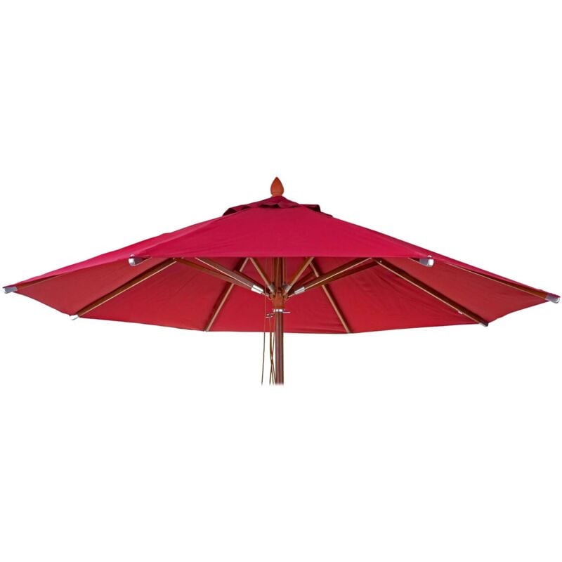 Jamais utilisé] Toile pour parasol de gastronomie en bois HHG 667, rond Ø4m polyester 3kg, bordeaux