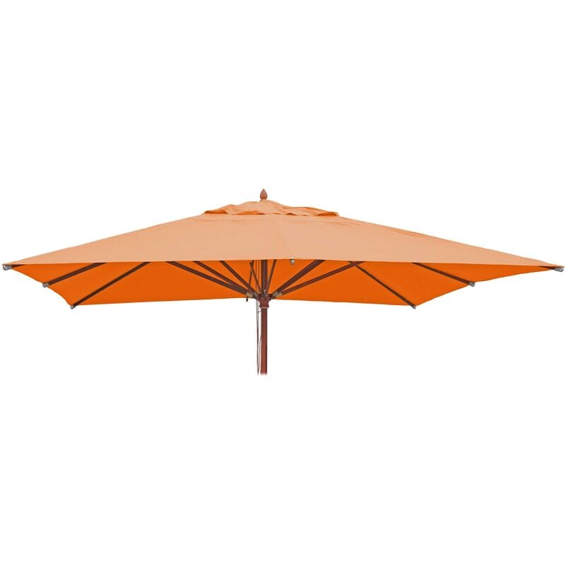 HHG - jamais utilisé] Toile pour parasol de gastronomie en bois 671, carré 4x4m polyester 3kg terre cuite - orange