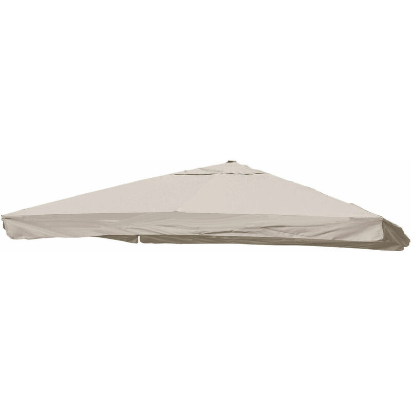 HHG - jamais utilisé] Revêtement pour parasol de luxe hwc-a96 avec volant, 3 x 3 m (ø4,24 m) polyester 3kg crème-gris - beige