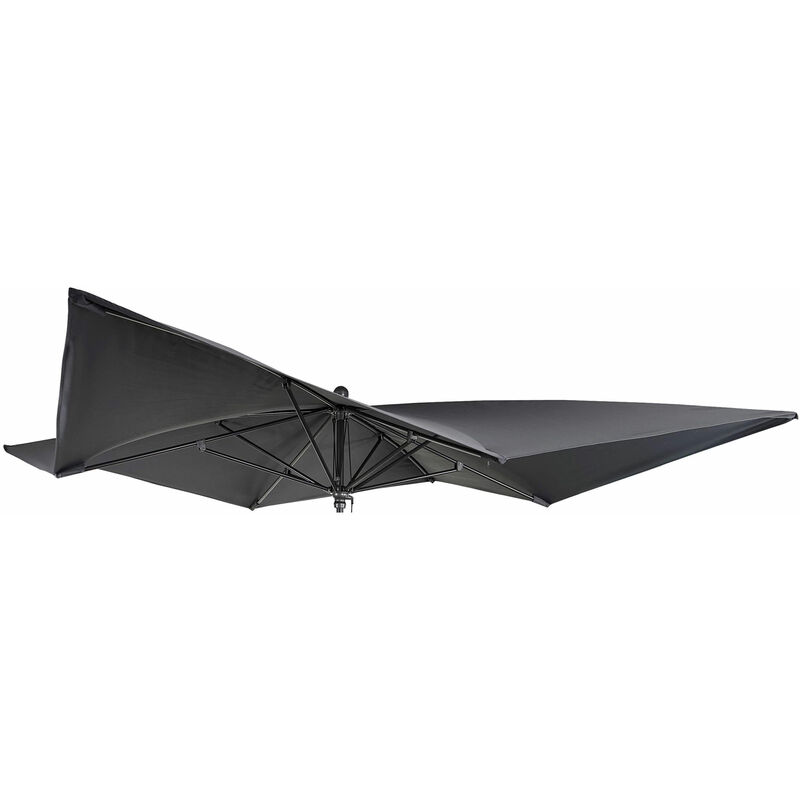 HHG - Toile pour parasol de luxe 872, toile de remplacement pour parasol, 3x3m (Ø4.24m) polyester anthracite - grey