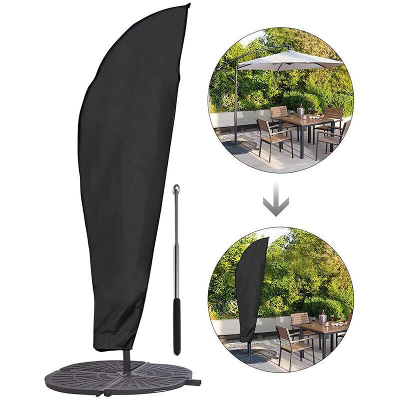 Housse pour parasol déporté Housse parasol excentré Bâche de protection pour parasol déporté Housse étanche et durable pour parasol(280x30x81x45 CM)