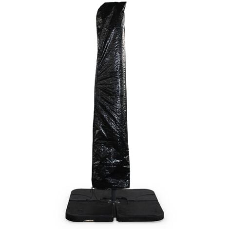 Housse pour parasol Hardelot. Biscarosse. Falgos. Shanghai. Touquet. Cabourg. Hélios et Pyla 3x3m - Noire - Avec fermeture éclair. et tige de mise en place.