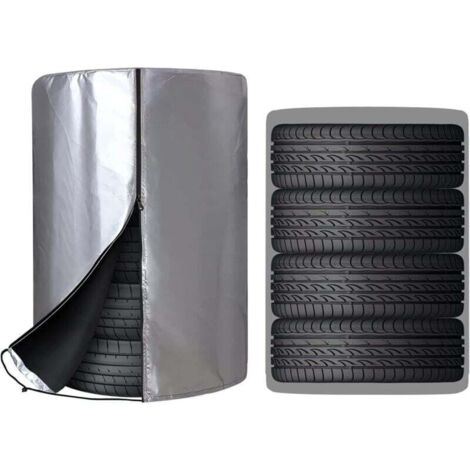 Housse pour pneus de voiture (73x110cm), imperméable à l'eau et à la poussière, housse saisonnière pour 4 pneus, housse en oxford 210D argenté