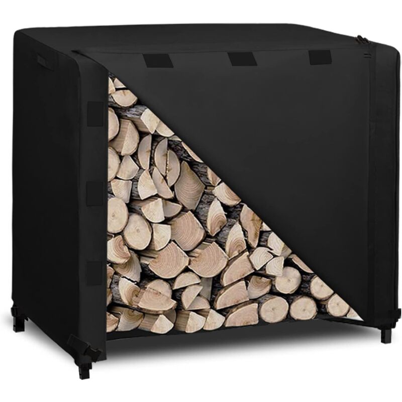 Housse pour porte-bûches d'extérieur de 1,2 m, robuste, imperméable, résistante aux intempéries, avec rabat avant ouvrable (121,9 x 61 x 104,1 cm,