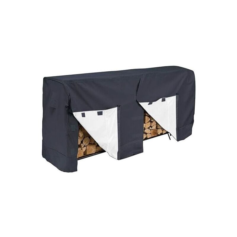 Housse Pour Râtelier de Bois de Chauffage, 8FT en Tissu 210D Durable et Imperméable, Protection Contre les uv, Neige et Autres Saletés, 250X65X110CM