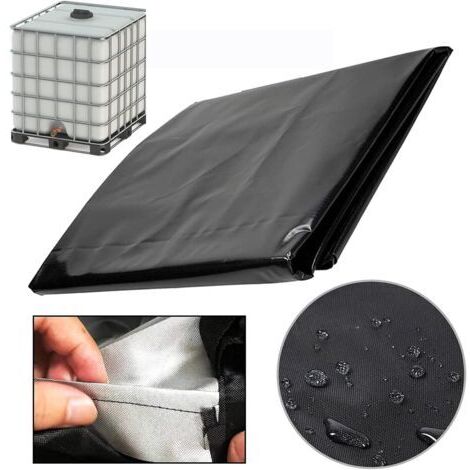 Housse pour réservoir IBC 1000L, couvercle de réservoir d'eau 420D, housse de protection de réservoir anti-UV, housse de réservoir IBC avec fermeture éclair, 120 x 100 x 116 cm (noir)