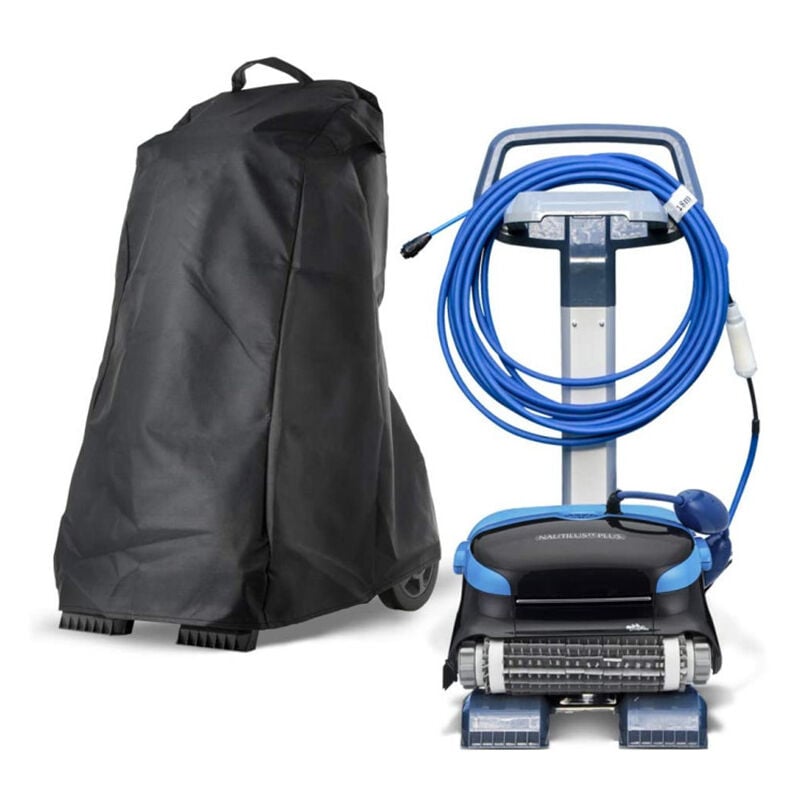 Housse pour Robot De Piscine, 420D Oxford Noir 22x26x42inch, Bâche De Robot Nettoyeur De Piscine De Jardin avec Poignée Et Cordon De Serrage, étanche