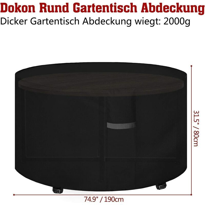 Housse pour salon de jardin avec ouvertures de ventilation, imperméable, coupe-vent, résistante aux UV, robuste Housse de protection en tissu Oxford