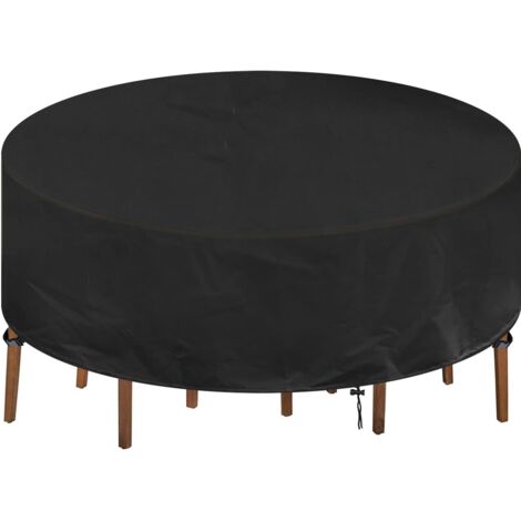 Housse pour salon de jardin housse de protection ronde pour table de jardin imperméable coupe-vent résistant aux UV bâche en tissu Oxford 420D housse pour meubles de jardin ensembles de meubles (Ø190x