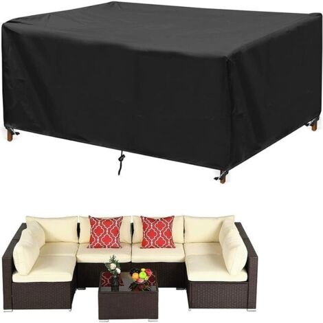 Housse pour salon de jardin, housse imperméable pour tables et chaises de jardin, 350 x 260 x 90 cm, noire