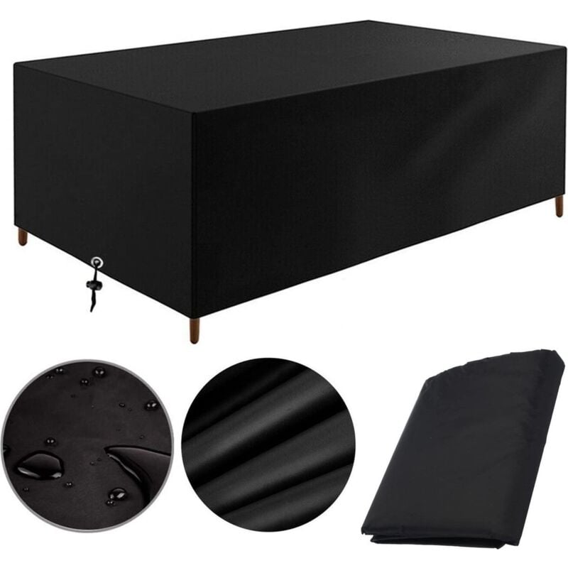 Housse pour salon de jardin - imperméable - Housse de protection résistante aux uv pour salon de jardin - 200 x 160 x 70 cm - Noir