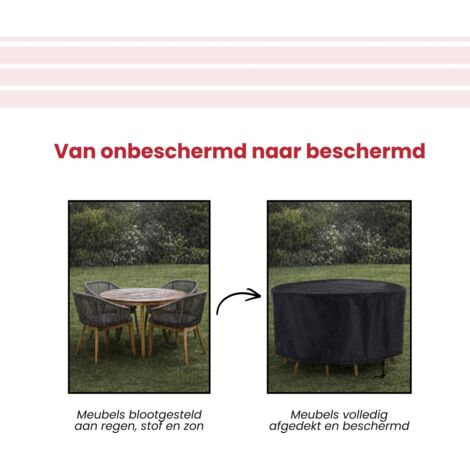 Housse pour salon de jardin Ronde - 185 cm x 110 cm - Zwart - Housse de protection pour votre salon de jardin - Housse de protection pour salon de jardin