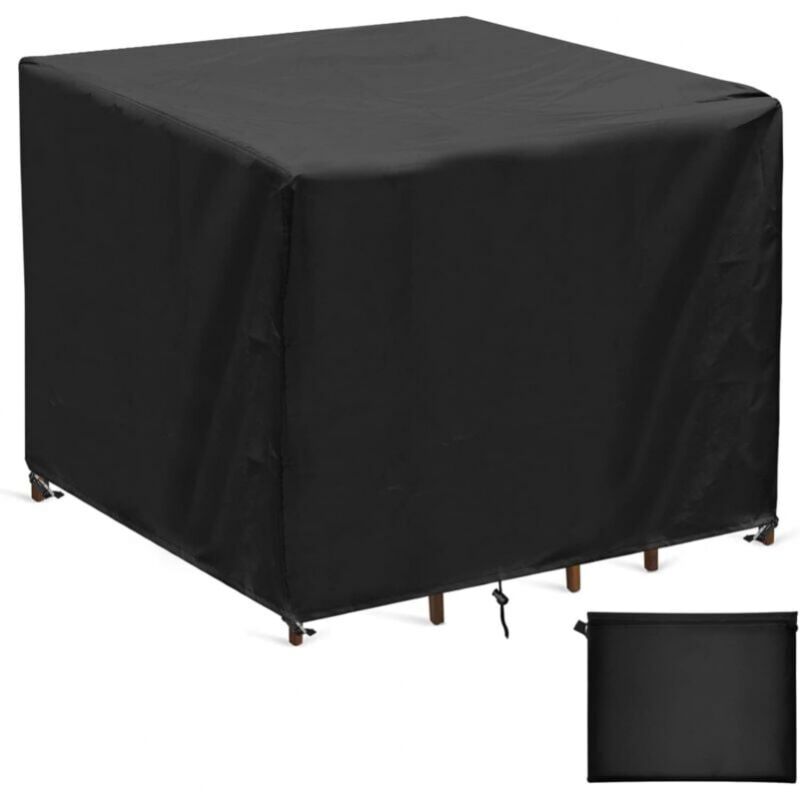 Housse pour table de jardin carrée, en tissu Oxford 420D, imperméable et coupe-vent, 90 x 90 x 90 cm