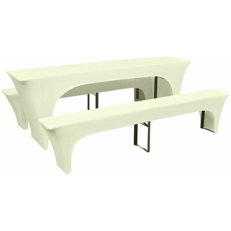 Housse pour table de pique-nique/bancs 3 pièces Crème - crèmem