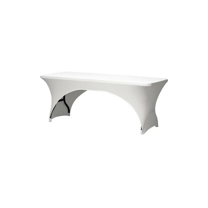 Perel - Housse pour table, blanc, rectangulaire, arquée, 180 cm x 75 cm x 74 cm