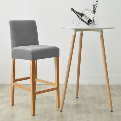Housse pour tabouret de bar, velours, gris foncé