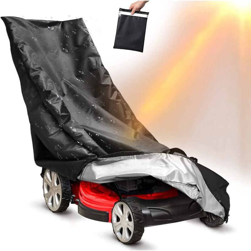 Housse pour tondeuse à gazon, Housse Tondeuse Etanche Anti-Poussière et anti-UV Oxford 210D, avec cordon de serrage et sac de rangement, pour