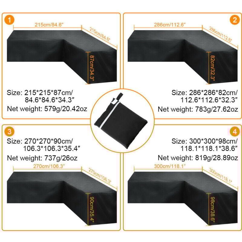 Housse Protection Canapé D'angle Imperméable Housse Salon de Jardin Angle Exterieur Housse de Canapé Jardin Résistant à la Poussière Anti uv Tissu