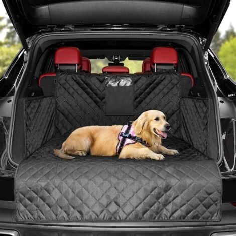 Housse Protection Coffre Voiture pour Chiens avec Protection Latérale, Imperméable et Antidérapant Couverture Protection de Coffre pour Universelle Voiture et SUV Facile à Nettoyer Noir 185×105 cm
