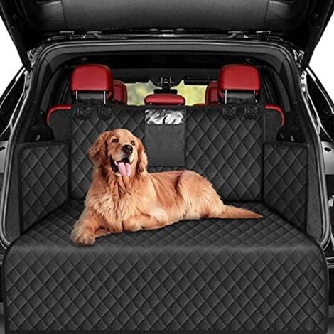BASETBL Housse Protection Coffre Voiture pour Chiens avec Protection Latérale, Imperméable et Antidérapant Couverture Protection de Coffre pour Universelle Voiture et SUV Facile à Nettoyer Noir