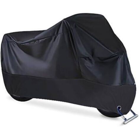 Housse Protection pour Moto 220x95x110cm XL Noir Couverture Polyester Résistant aux déjections d'oiseaux, à l'eau, à la Poussière/Neige/Pluie, au Vent, Soleil, Housses de Protection extérieur