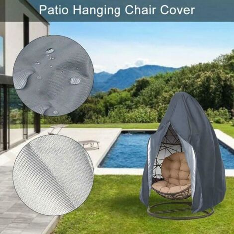 Housse Protection Salon De Jardin Chaise en Osier Balançoire Panier Suspendu Couverture Étanche À La Poussière - GRIS