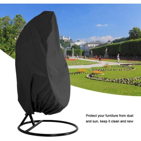 Housse Protection Salon De Jardin Chaise en Osier Balançoire Panier Suspendu Couverture Étanche À La Poussière - Noir