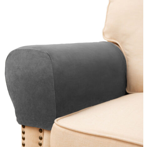 Housse protège-accoudoirs canapé épaisse élastique velours renard argenté, anti-poussière résistante toute saison, taille 65‑70 cm