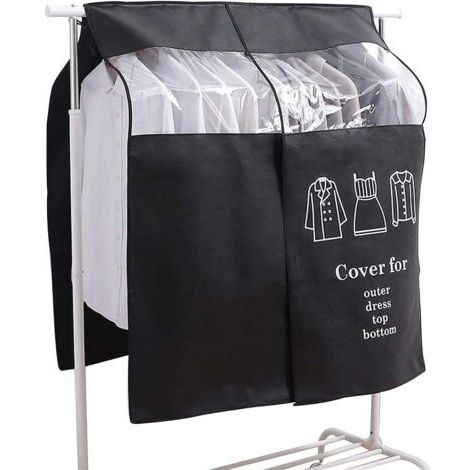 Housse Protège Housses de Vêtements 120 × 120cm Noir Housse de Anti-Poussière Protection Portant Universelle Garment Covers pour Tringle à Vêtements
