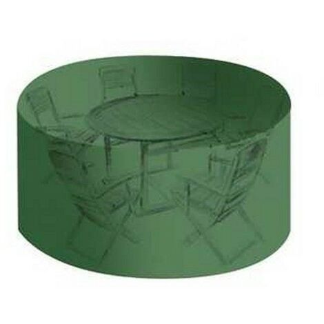 Housse salon de jardin PVC ronde diamètre 184 cm - hauteur 120 cm avec Oeillets - couleur verte - haute résistance