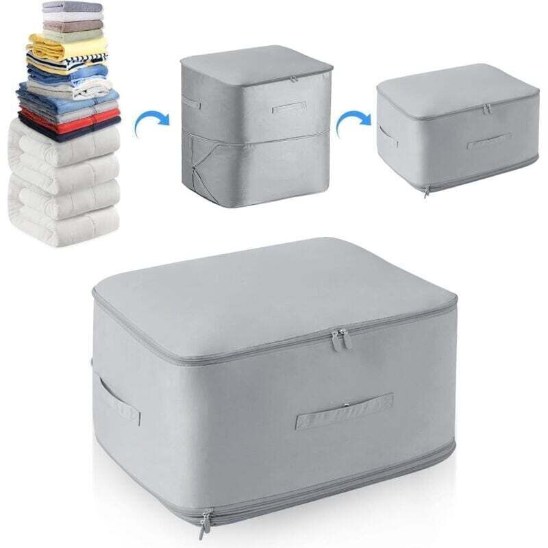 Housse Rangement Vetement Couette,52X42X60cm Organisateur d'Auto-Compression Ultra Peu Encombrant, Mobiles Sac Rangement Couette Voyage, pour