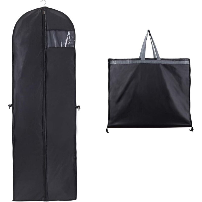 Housse Robe de Mariée 60x180cm Housse Vetement Longue Fenêtre Visible de Demoiselle D'honneur Anti Poussière Etanche Mite Humidité Pliable et