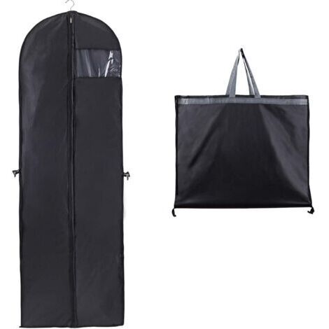 Housse Robe de Mariée 60x180cm Housse Vetement Longue Fenêtre Visible de Demoiselle D'honneur Anti Poussière Etanche Mite Humidité Pliable et Portable Fermeture à Glissière Bilatéral(1PCS)