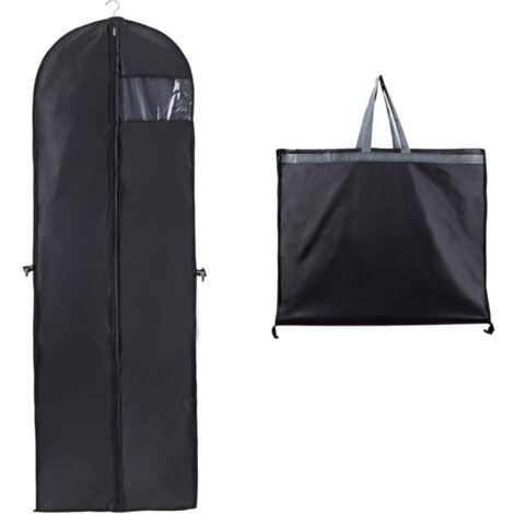 Housse Robe de Mariée 60x180cm Housse Vetement Longue Fenêtre Visible de Demoiselle D'honneur Anti Poussière Etanche Mite Humidité Pliable et Portable Fermeture à Glissière Bilatéral(1PCS)