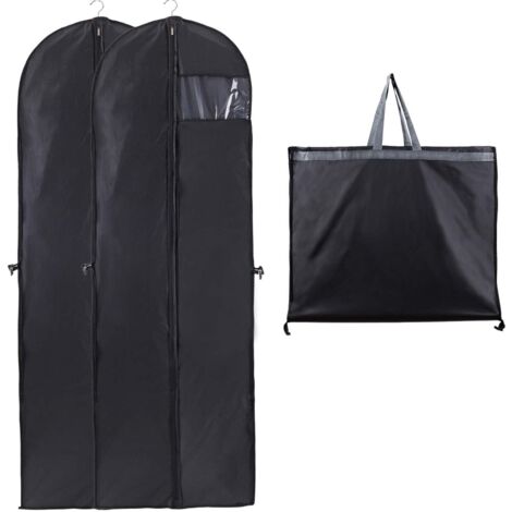 Housse Robe de Mariée 60x180cm Housse Vetements à Suspendre Fenêtre Visible de Demoiselle D'honneur Anti Poussière Etanche Mite Humidité Pliable et Portable Fermeture à Glissière Bilatéral(2PCS)