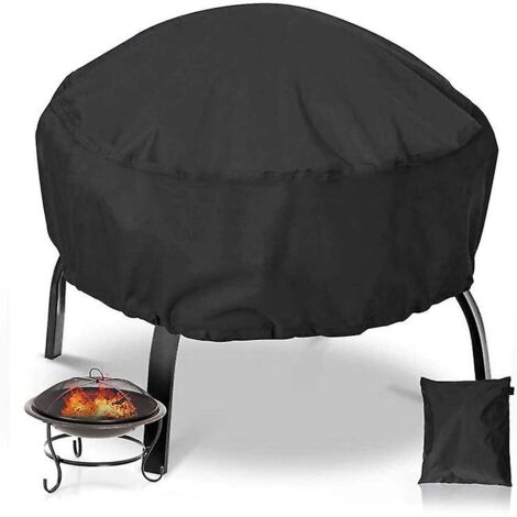 Housse ronde robuste et imperméable pour foyer extérieur - Noire - 85 x 40 cm