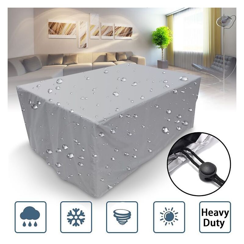 Housse Salon de Jardin 140x140x90cm Oxford Tissu Housse de Protection pour Mobilier Housse de Table de Jardin Imperméable de Protection avec Corde