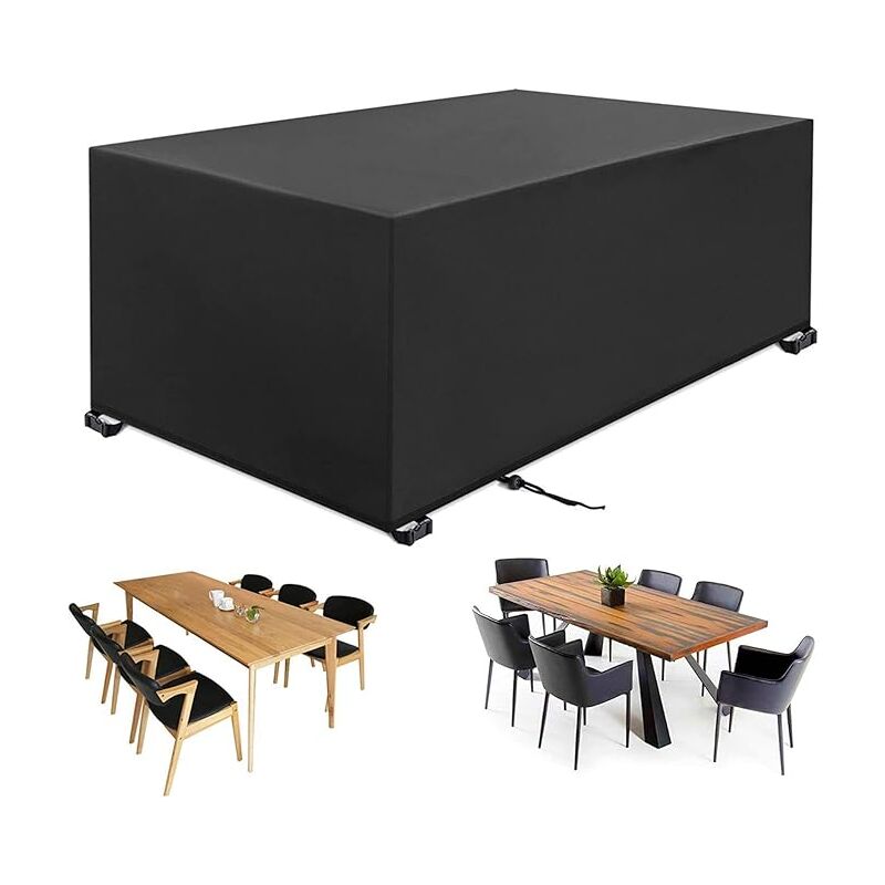 L&h-cfcahl - Housse Salon de Jardin 180x120x74cm 420D Oxford noir Housse Table de Jardin Rectangulaire Housse de Protection pour Table Chaise Meubles