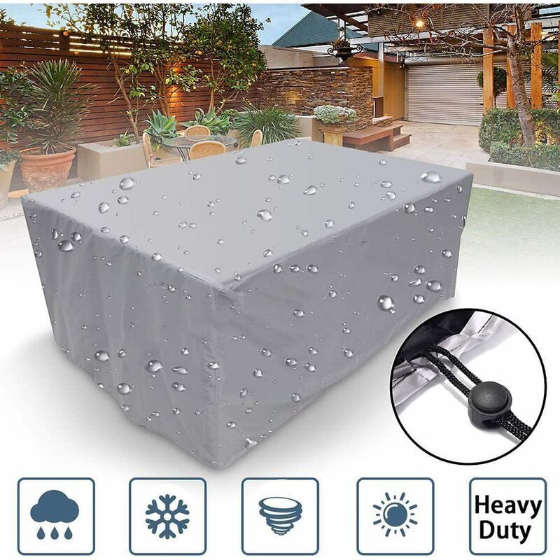 Housse Salon De Jardin 200x200x85cm, Bâche De Protection pour Mobilier, Étanche Housses Meuble Exterieur, Housse anti-poussière pour table et chaise