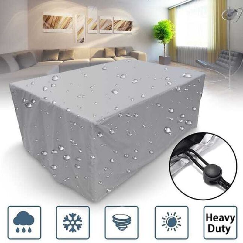Housse Salon de Jardin 210D Oxford Tissu Housse de Protection pour Mobilier Protection contre la pluie et la poussière, Anti-UV (100x100x85cm, argent)
