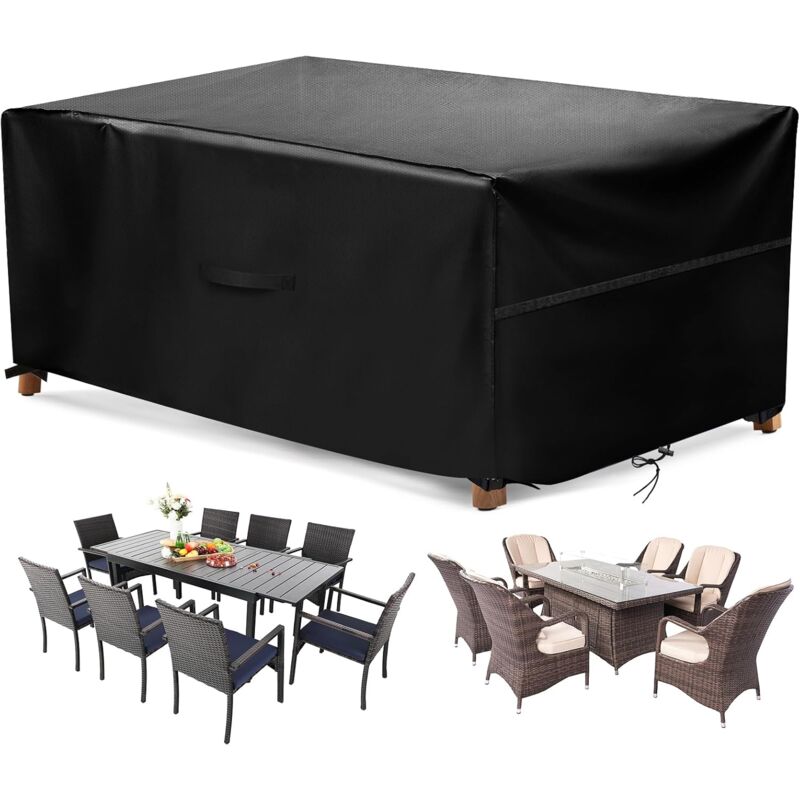 Housse Salon de Jardin 210D Oxford Tissu Imperméable Bâche de Meubles d'extérieur, Housse de Protection pour Mobilier Housse de Table ,180x120x74cm