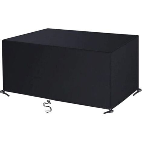Housse Salon de Jardin 211x122x71 cm Noir 420D Oxford Housse Table de Jardin Rectangulaire Protection Bache Table de Jardin Mobilier Extérieur Imperméable Coupe-Vent Anti-UV Résistant Au Froid