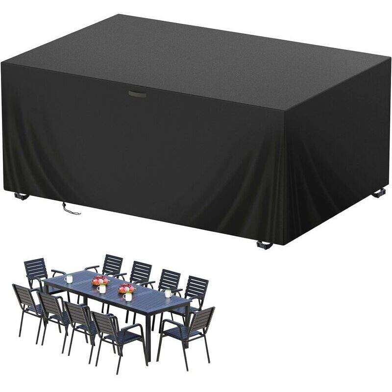 Housse Salon de Jardin 213 x 132 x 74cm 420D Oxford Housse de Protection Bâche de Table Imperméable Résistant à la Vent Pluie uv Déchirure