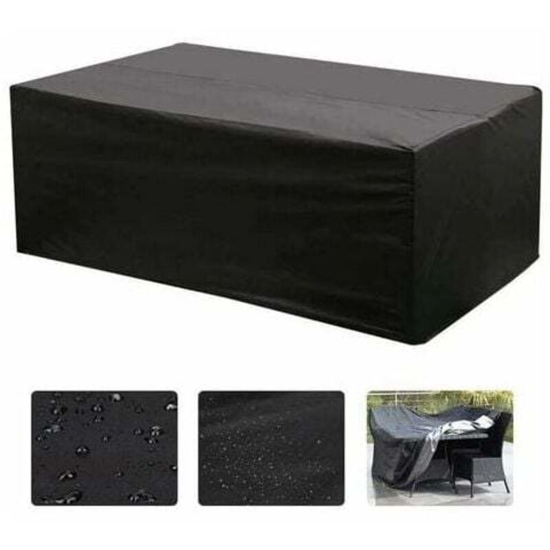 Housse Salon de Jardin 213X132X74cm Exterieur Etanche Coupe-Vent Poussière Tissu 210D Oxford Noir Housses de Meubles avec Boucle de Verrouillage