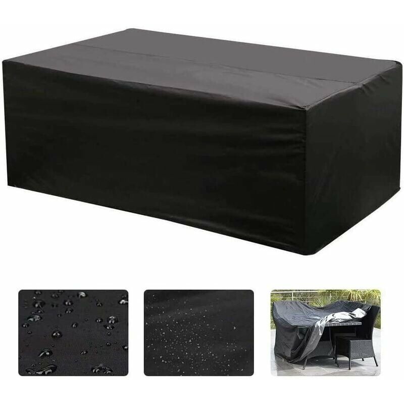 Housse Salon de Jardin 213X132X74cm Exterieur Etanche Coupe-Vent Poussière Tissu Oxford Noir Housses de Meubles avec Boucle de Verrouillage Bâche de