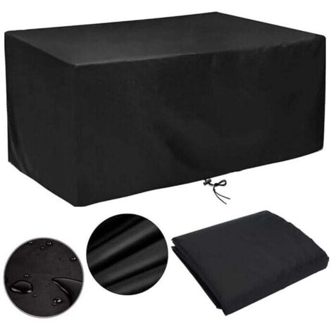 Housse Salon de Jardin 225x110, Housse Table Jardin 225x110x75cm Protection Bache Table de Jardin Mobilier Extérieur Imperméable Housse de Meuble Anti-UV Tissu Oxford Noir