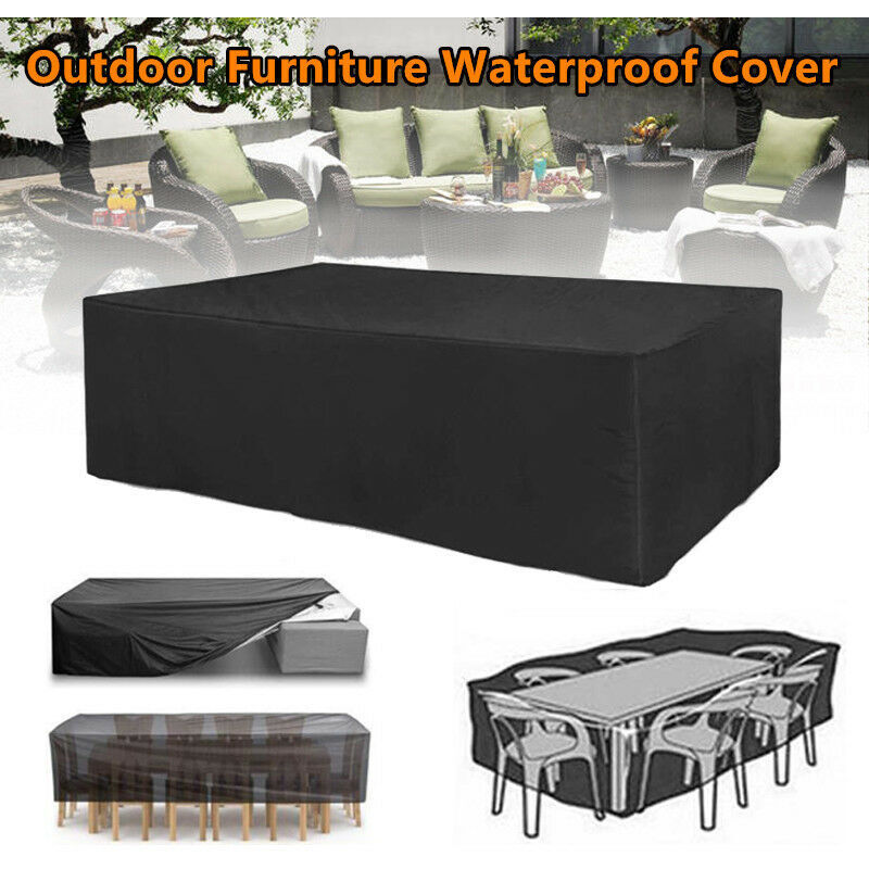 Housse Salon de Jardin 24013688cm, Housse de Table Jardin Rectangulaire, Couverture de Protection Meubles Bâche de Jardin Imperméable Anti-UV, 210D