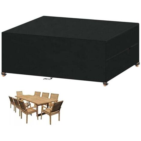 Housse Salon de Jardin 240x120x75cm 420D Oxford noir Housse Table de Jardin Rectangulaire Protection Bache Table de Jardin Mobilier Extérieur Imperméable Coupe-Vent Anti-UV Résistant Au Froid
